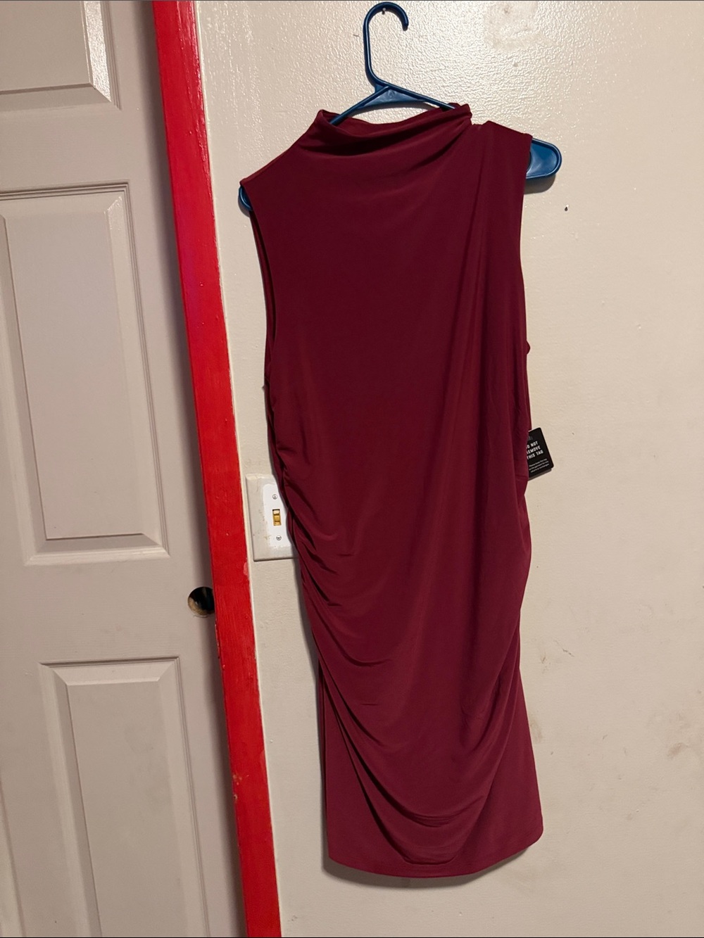 Express One-Shoulder Draped Midi Dress in Burgundy